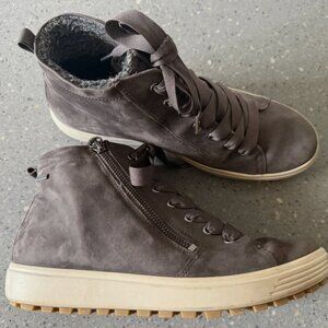 ECCO Soft Goretex Shoe Gray Leather Lined Sneaker Boot US 41
